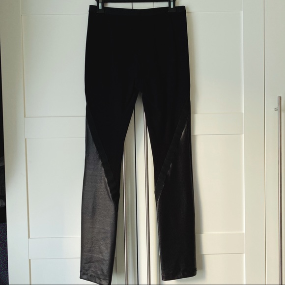 SOLD BCBG Max Azria Black Faux Leather Leggings - Picture 3 of 6